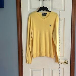 Polo by Ralph Lauren-L-yellow-v-neck pull over long sleeve sweater ribbed detail